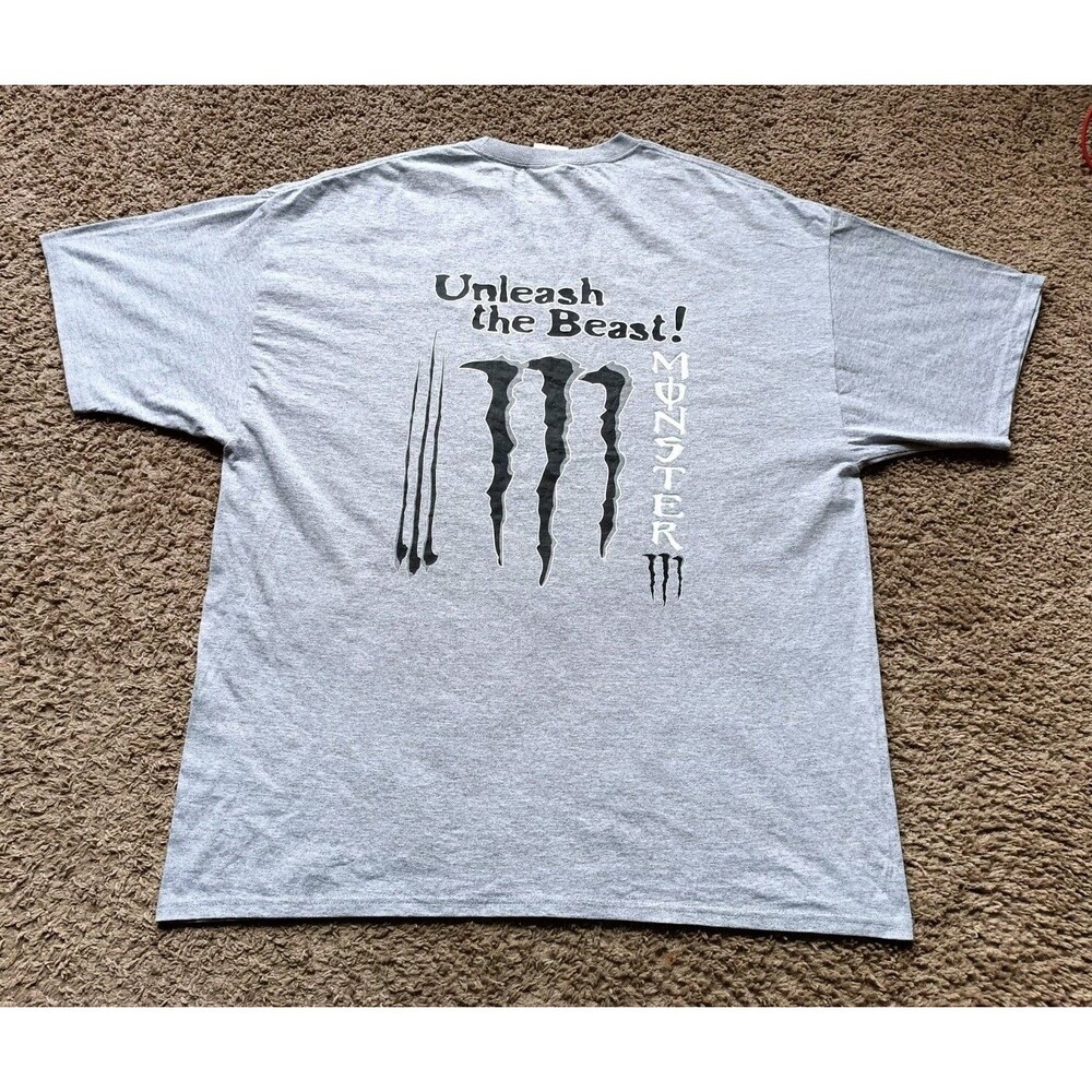 Monster Energy T-Shirt Men's Size 2XL Graphic Print Gray Shirt